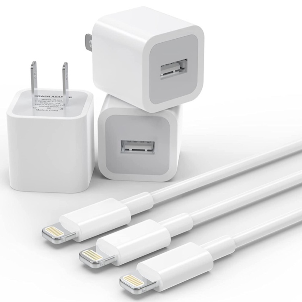 3 Pack iPhone Charger 3 Cords 3 wall plugs